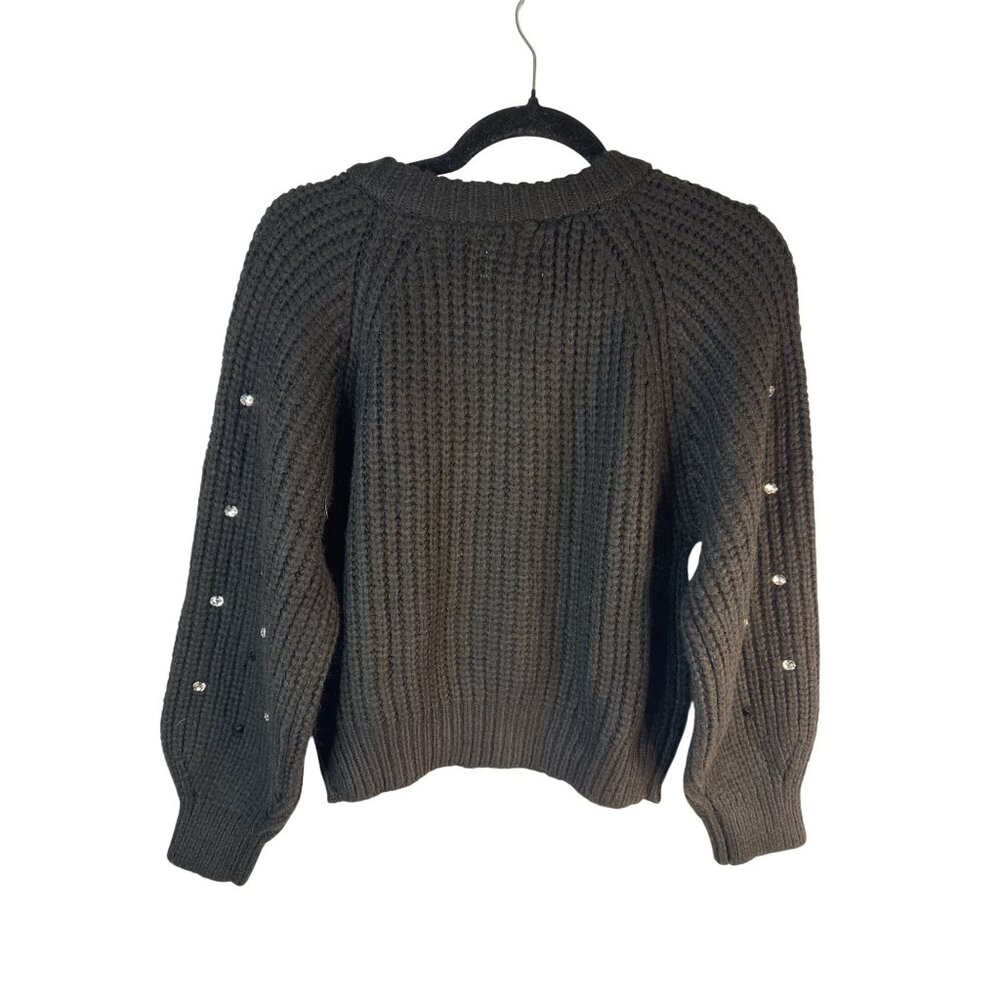 ZARA Kids Black Knit Cardigan Rhinestone Embellished Sleeves 13-14 Years NWT - Picture 13 of 16